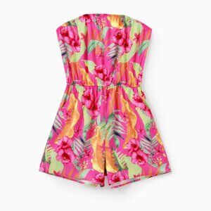 Tropical Floral Strapless Rompers Summer Beach Outfit